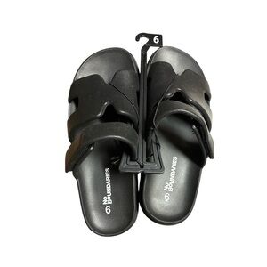 No Boundaries Black Slide Sandals with Dual Straps